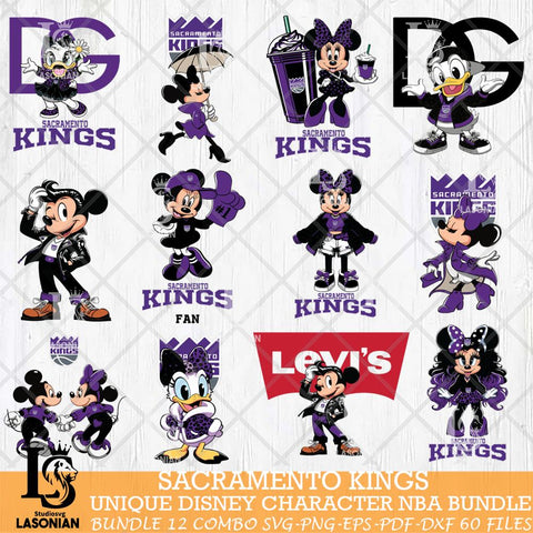 Sacramento Kings Disney character NBA Bundle 12 Svg Eps Dxf Png File, Digital Download, Instant Download