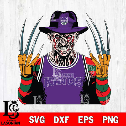 Sacramento Kings Freddy Krueger Horror basketball SVG DXF EPS PNG FILE, NBA File Cut,Halloween Digital Download,Instant Download, Silhouette