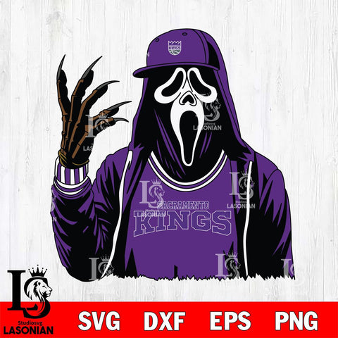 Sacramento Kings Ghostface Horror basketball SVG DXF EPS PNG FILE, NBA File Cut,Halloween Digital Download,Instant Download, Silhouette