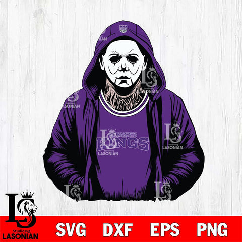 Sacramento Kings Michael Myers Horror basketball SVG DXF EPS PNG FILE, NBA File Cut,Halloween Digital Download,Instant Download, Silhouette