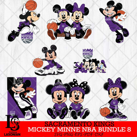 Sacramento Kings  Mickey Minne NBA Bundle 8 SVG Svg Eps Dxf Png File, NBA svg, Digital Download, Instant Download
