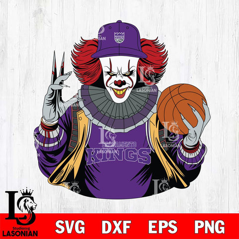 Sacramento Kings Pennywise Horror basketball SVG DXF EPS PNG FILE, NBA File Cut,Halloween Digital Download,Instant Download, Silhouette