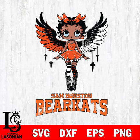 Sam Houston Bearkats Anglel Black Fan Girl Betty Boop, Svg Eps Dxf Png File, Digital Download