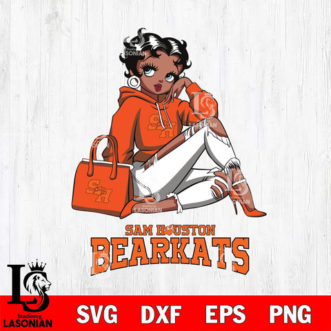 Sam Houston Bearkats Awesome Black Fan Girl Betty Boop, Svg Eps Dxf Png File, Digital Download