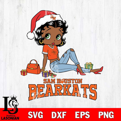 Sam Houston Bearkats Betty Boop Christmas Packing File Cut, NCAA SVG DXF EPS PNG PDF File, Digital Download , Criucut , Silhouette