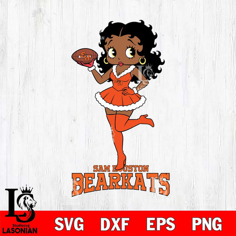 Sam Houston Bearkats Betty Boop Christmas Rugby File Cut, NCAA SVG DXF EPS PNG PDF File, Digital Download , Criucut , Silhouette