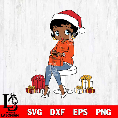 Sam Houston Bearkats Betty Boop Sit Christmas File Cut, NCAA SVG DXF EPS PNG PDF File, Digital Download , Criucut , Silhouette