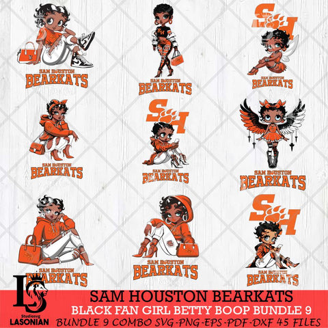 Sam Houston Bearkats Black Fan Girl Betty Boop Bundle 9, Svg Eps Dxf Png File, Digital Download