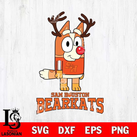 Sam Houston Bearkats Bluey Chilli Christmas Deer Svg Eps Dxf Png File, Digital Download