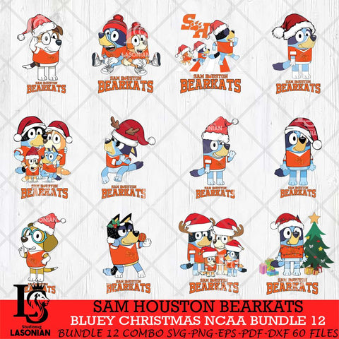 Sam Houston Bearkats Bluey Christmas NCAA Bundle 12 Cricut File Cut Files , Bluey Cricut , Christmas Svg , Bluey svg , Digital Download, dxf eps png pdf file