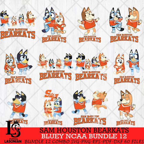 Sam Houston Bearkats Bluey Dace Mode NCAA Bundle 12 SVG Eps Dxf Png File, Digital Download, Instant Download