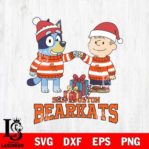 Sam Houston Bearkats Bluey With Charlie Brown Christmas File Cut, NCAA SVG DXF EPS PNG FILE, Digital Download,Instant Download, Silhouette