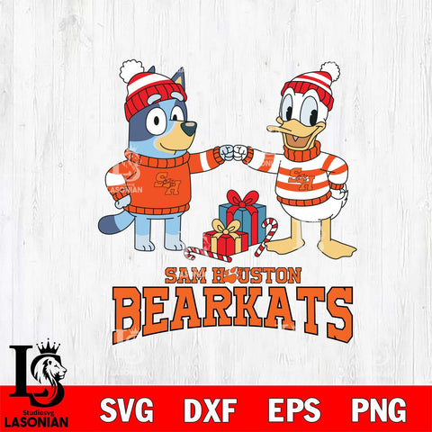 Sam Houston Bearkats Bluey With Donald Duck Christmas File Cut, NCAA SVG DXF EPS PNG FILE, Digital Download,Instant Download, Silhouette