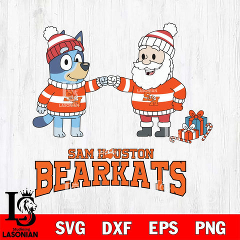 Sam Houston Bearkats Bluey With Satan Christmas File Cut, NCAA SVG DXF EPS PNG FILE, Digital Download,Instant Download, Silhouette
