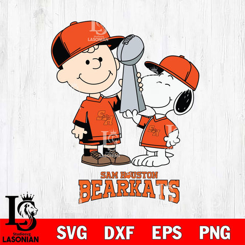 Sam Houston Bearkats Charlie Brown and Snoopy Champions Svg Eps Dxf Png File, NCAA svg , Digital Download , Instant Download, Cricut File