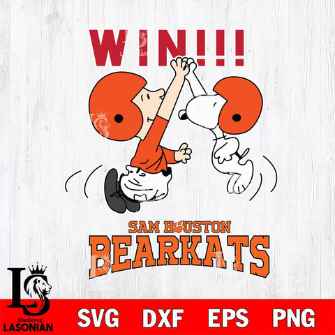 Sam Houston Bearkats Charlie Brown and Snoopy Win Svg Eps Dxf Png File, NCAA svg , Digital Download , Instant Download, Cricut File