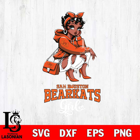 Sam Houston Bearkats Fashion Black Fan Girl Betty Boop, Svg Eps Dxf Png File, Digital Download