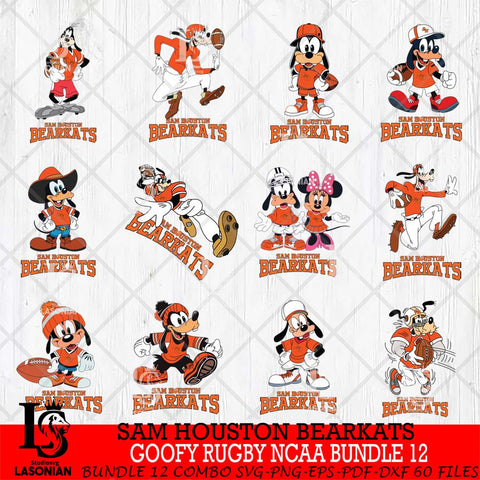 Sam Houston Bearkats Goofy Rugby Disney NCAA Bundle 12 SVG DXF EPS PNG FILE,NCAA bundle svg ,Football Digital Download,Instant Download, Silhouette