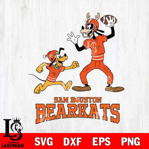 Sam Houston Bearkats Goofy & Pluto Football Cricut,Christmas SVG DXF EPS PNG FILE, NCAA Digital Download,Instant Download, Silhouette
