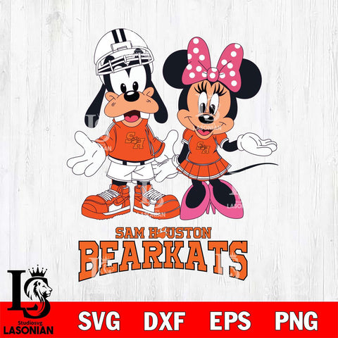 Sam Houston Bearkats Goofy and Minnie mouse Football SVG DXF EPS PNG FILE,NCAA svg ,Football Digital Download,Instant Download, Silhouette