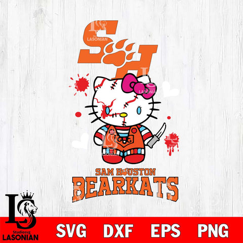 Sam Houston Bearkats Hello Kitty Horror 2 Svg Eps Dxf Png File, Digital Download