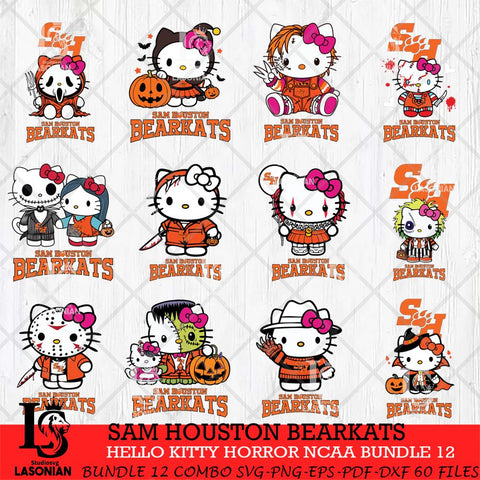 Sam Houston Bearkats Hello Kitty Horror NCAA Bundle 12 SVG Svg Eps Dxf Png File, Digital Download