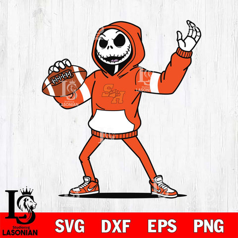 Sam Houston Bearkats Jack Skellington Football Christmas File Cut, NCAA SVG DXF EPS PNG FILE, Digital Download , Criucut , Silhouette