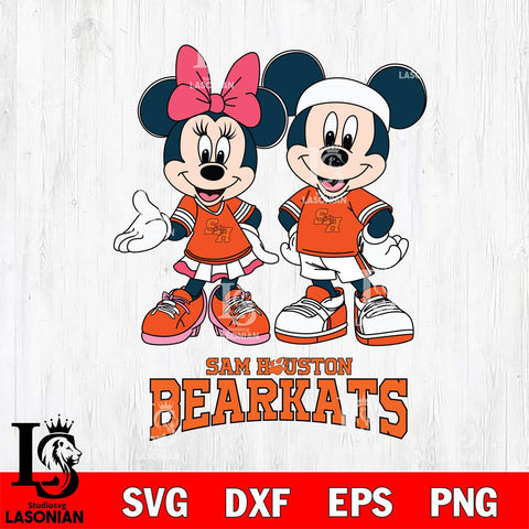 Sam Houston Bearkats Mickey And Minnie Football Svg Eps Dxf Png File, NCAA svg , Digital Download , Instant Download, Cricut File