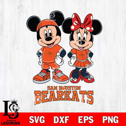 Sam Houston Bearkats Mickey And Minnie Rugby Svg Eps Dxf Png File, NCAA svg , Digital Download , Instant Download, Cricut File