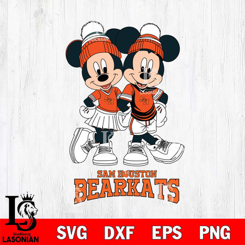 Sam Houston Bearkats Mickey Minnie Valentine Football Svg Eps Dxf Png File, NCAA svg , Digital Download , Instant Download, Cricut File