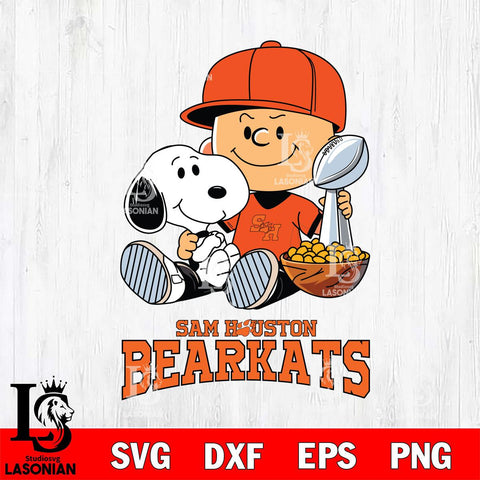 Sam Houston Bearkats Peanuts Snoopy Champion football SVG DXF EPS PNG FILE,Snoopy File Cut, NCAA Digital Download,Instant Download,Christmas Silhouette
