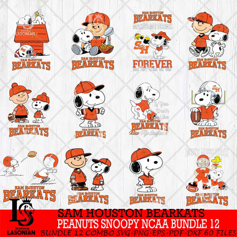 Sam Houston Bearkats Peanuts Snoopy Player NCAA Bundle 12 SVG DXF EPS PNG FILE,Snoopy File Cut, bundle NCAA Digital Download,Instant Download, Silhouette