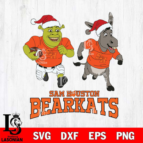 Sam Houston Bearkats Shrek and Donkey Football Cricut,Christmas SVG DXF EPS PNG FILE, NCAA Digital Download,Instant Download, Silhouette