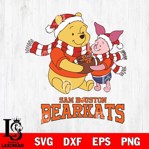 Sam Houston Bearkats Winnie the Pooh & Piglet Football Cricut,Christmas SVG DXF EPS PNG FILE, NCAA Digital Download,Instant Download, Silhouette