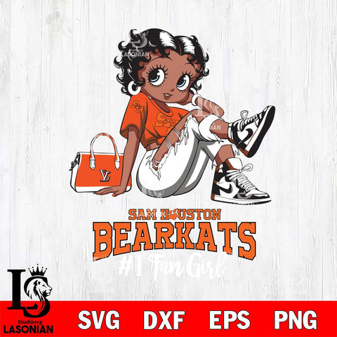 Sam Houston Bearkats #1 Black Fan Girl Betty Boop, Svg Eps Dxf Png File, Digital Download