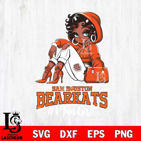 Sam Houston Bearkats #1 beauty Black Fan Girl, Svg Eps Dxf Png File, Digital Download