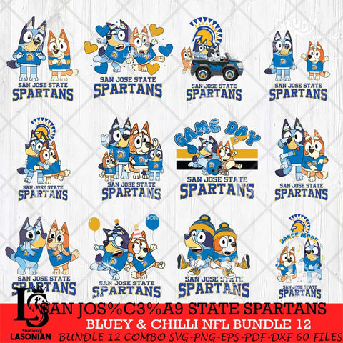San José State Spartans Bluey & Bingo Bundle 12 SVG Svg Eps Dxf Png File, Bundle NCAA svg, Digital Download, Instant Download