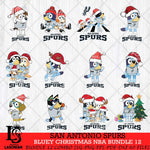 San Antonio Spurs Bluey Christmas NBA Bundle 12 Cricut , Christmas Svg , Bluey svg , Digital Download, dxf eps png pdf file