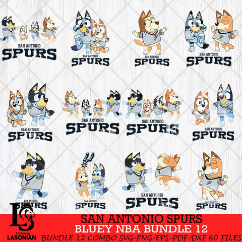 San Antonio Spurs Bluey Dace Mode NBA Bundle 12 SVG Eps Dxf Png File, Digital Download, Instant Download