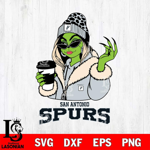 San Antonio Spurs Boujee Grinch Girls Christmas Cut Files Cricut, Svg Dxf Eps Png file , Silhouette