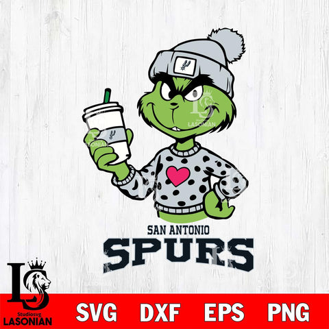 San Antonio Spurs Boujee Grinch Heart Christmas Cut Files Cricut, Svg Dxf Eps Png file , Silhouette