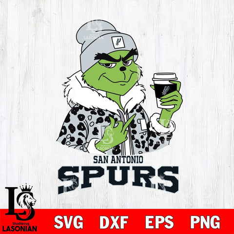 San Antonio Spurs Boujee Grinch Leopard Christmas Cut Files Cricut, Svg Dxf Eps Png file , Silhouette