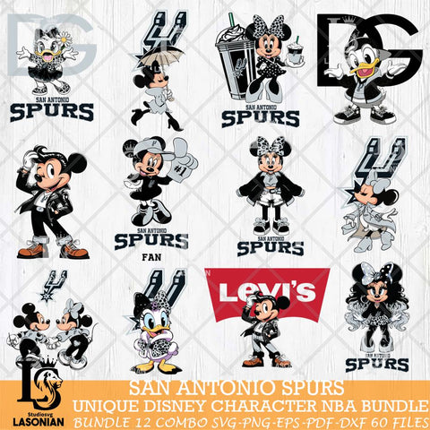 San Antonio Spurs Disney character NBA Bundle 12 Svg Eps Dxf Png File, Digital Download, Instant Download