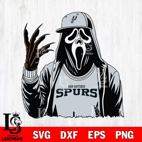 San Antonio Spurs Ghostface Horror basketball SVG DXF EPS PNG FILE, NBA File Cut,Halloween Digital Download,Instant Download, Silhouette