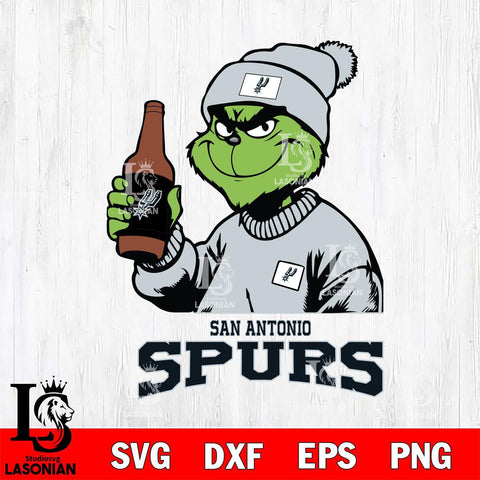 San Antonio Spurs Grinch Drinking Beer Christmas Cut Files Cricut, Svg Dxf Eps Png file , Silhouette