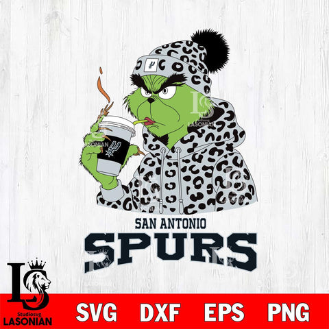 San Antonio Spurs Grinch Leopard Christmas Cut Files Cricut, Svg Dxf Eps Png file , Silhouette