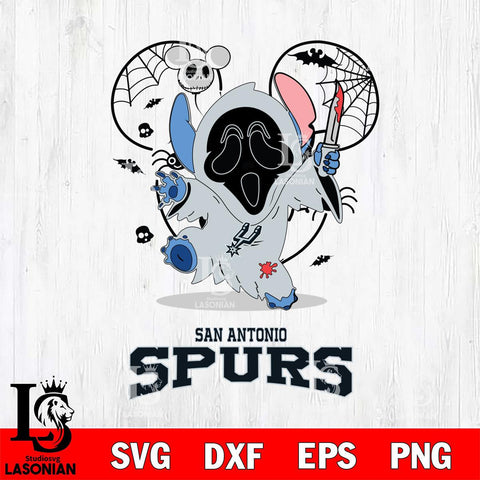 San Antonio Spurs Stitch Ghost Face Halloween 2 Svg Eps Dxf Png File, Digital Download, Instant Download