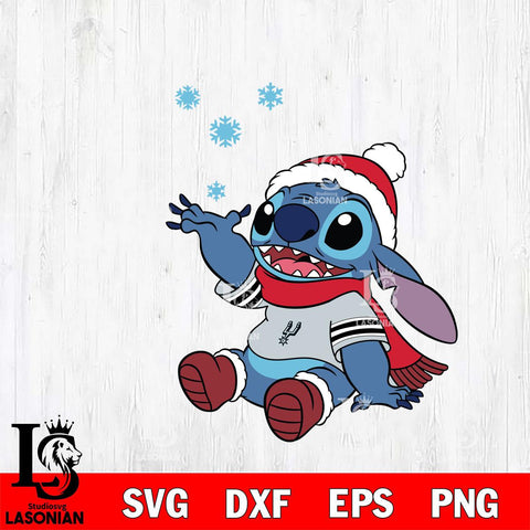 San Antonio Spurs Stitch Wearing Winter Scarf Svg Dxf Eps Png file, Digital download,Clipart, Cut Files Cricut , Silhouette