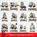 San Diego Padres Bluey & Bingo MLB Bundle 12 SVG Eps Dxf Png File, Bundle MLB svg, Digital Download, Instant Download