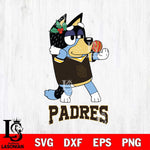 San Diego Padres Christmas Bluey Bandit Heeler Cricut , Christmas Svg , Bluey svg , Digital Download, dxf eps png pdf file